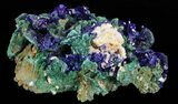 Sparkling Azurite Crystal Cluster with Malachite - Laos #69714-1